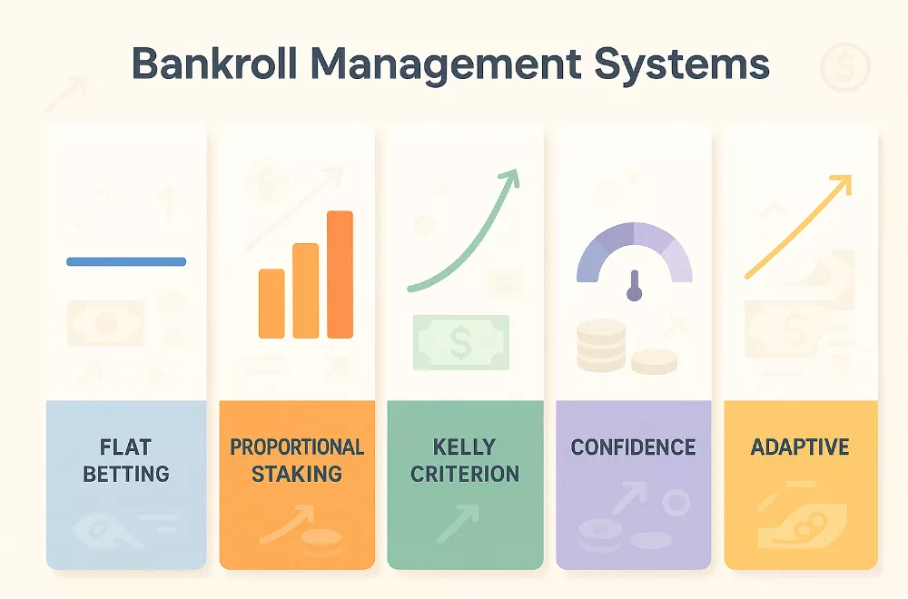 Vergleich der fünf verschiedenen Bankroll Management Systeme und Strategien für Handicap Wetten