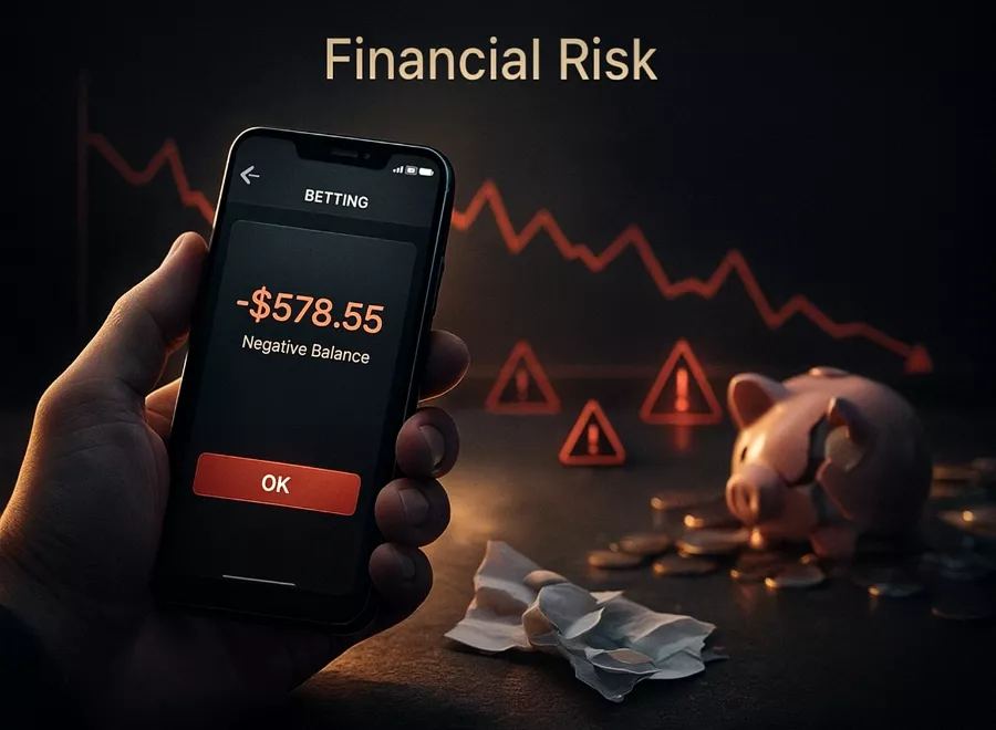 Warnung vor finanziellen Risiken und Verlusten beim Bankroll Management für Sportwetten